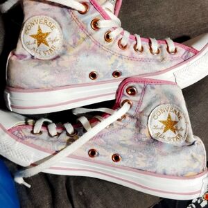 Converse Pastel High-Tops with Gold Accents